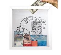 Portaricordi da Viaggio - 20x20cm Memory Box | Cornice Ombra Espositiva | Espositore Biglietti Concerto Foto Ricordi Viaggio | MDF Struttura Con Fessura Inserimento | Casa Ufficio Parete Tavolo