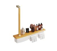 Portarollo de papel higiénico con barra de seguridad - Estante impermeable - Manija de asistencia for ancianos y discapacitados - Montaje en pared con caja organizadora(C)