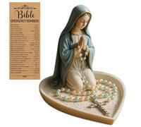 Portarosario de La Virgen María, Reliquia Católica Hecha a Mano Resina, Figura Santa Madre, Joyero Mesa para Rosario, Regalo Cumpleaños Mamá, Decoración Religiosa El Hogar, Mujeres(A#)