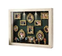 Portarretratos DIY con Diseño De Galería, Cajas De Silueta De Museo con Luz para 11 Fotos Y 8 Estatuillas, Decoración para Habitación O Recepción, para Ocasiones Especiales, 31.4x22.7 Cm