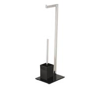 MSV MS075 - Juego de pie para el WC, con soporte de acero inoxidable, color negro