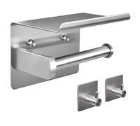Portarrollo para Papel Higiénico, Portarrollos Baño Adhesivode Acero Inoxidable 304, Porta Rollos de Papel Higienico con el Teléfono Móvil Estante de Almacenamiento (Níquel Cepillado)