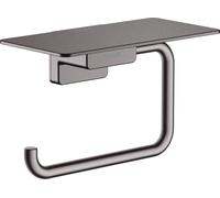 Portarrollos AddStoris de hansgrohe, con repisa, 41772340, Color: Cromo negro cepillado