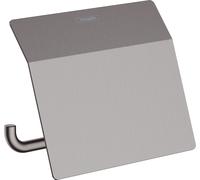 Portarrollos AddStoris de hansgrohe con tapa, 41753340, Color: Cromo negro cepillado