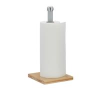 Relaxdays Portarrollos Cocina Vertical, Bambú y Acero Inoxidable, Soporte Rollos Cuadrado, 35 x 16 x 16 cm, Natural/Gris
