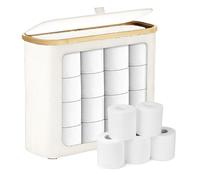 Portarrollos De Baño | Cestón para 12 Rollos con Tapa | Papelera con Tapa para Esquina De Armario - Iento Plano Compacto, Este DPara Esquina Y Suelo del Baño