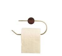 Portarrollos de Bronce para Papel higiénico, Monta Brushed Brass and Wood Toilet Paper Holder for Kitchen Storage(Dark Color)