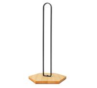 Portarrollos de Cocina bambú y Metal Negro, Estilo nórdico, Portarollos para Papel de Cocina, Soporte para Papel de Cocina, 27 cm x 16 cm de Diametro para Rollo Papel Cocina estandar (Hexágono)