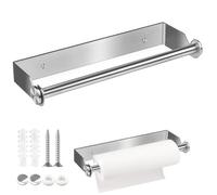 Portarrollos de cocina de pared, 28 cm, soporte para rollos de cocina, acero inoxidable, soporte para rollo de cocina, montaje en pared, soporte para rollos de papel con tornillos para cocina,