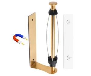 Portarrollos de cocina magnético con efecto amortiguador, manejo con una mano, autoadhesivo y sin taladrar, de aleación de aluminio, para cocina, frigorífico, horno, caravana y garaje (dorado)