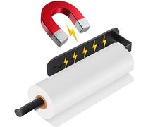 Portarrollos de cocina - Portarrollos de cocina, soporte para rollos de cocina sin taladrar, soporte magnético para rollos de papel con fuerte adsorción, soporte para rollos de cocina, negro, acero