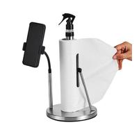 Portarrollos De Papel Absorbente Con Spray | Soporte Para Teléfono Móvil De Acero Inoxidable Resistente | Portarrollos De Papel Absorbente De Encimera | Para cocina, baño, salón, dormitorio, oficina e