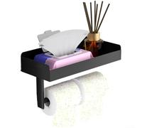 Portarrollos de papel de baño no perforado, soporte de pañuelos con cajón de almacenamiento para teléfono, estante estilo cajón para artículos de tocador (B)