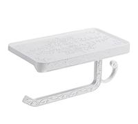 Portarrollos de papel higiénico con estante montado en la pared Titular de papel higiénico Espacio de aluminio Soporte de rollo de cocina Dispensador de papel Toallero (Blanco 1PCS)