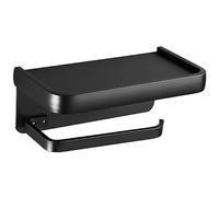 Portarrollos de Papel higiénico con Estante para teléfono, Adhesivo o Tornillo para Montaje en Pared, Color Negro