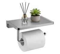 Portarrollos de Papel higiénico con Estante para teléfono, Metal sólido, para baño, montado en la Pared, Almacenamiento de Rollo de pañuelos, níquel Cepillado