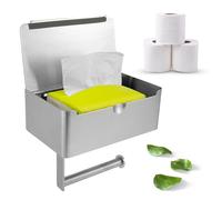 Portarrollos de papel higiénico con estante, soporte para rollo de papel higiénico de acero inoxidable con caja de almacenamiento, soporte de pared para papel higiénico, dispensador de toallitas,
