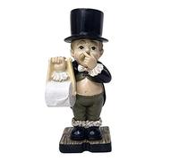 Portarrollos de papel higiénico con forma de caballero con dibujos animados de hombre de pie para el baño, adornos de resina para el hogar