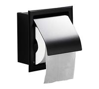 Portarrollos de papel higiénico de acero inoxidable, color negro mate, soporte de pared para baño