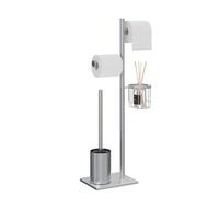 Portarrollos de Papel higiénico de baño con escobillero, Acero Inoxidable Negro y Cesta Redonda (Niquel Cepillado)