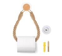 Portarrollos de Papel Higiénico de Cuerda de Cáñamo - Portarrollos de Papel Higiénico de Madera - Decoración de Baño Estilo Italiano 27 * 4.8CM