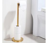 Portarrollos de papel higiénico de pie, de acero inoxidable 304, con base resistente, independiente, antioxidante, soporte para rollos de papel higiénico (dorado)