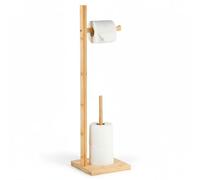 Portarrollos de Papel higiénico de pie en Madera Bambu. Soporte para Rollos de Repuesto Porta Papel de baño