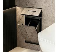 Portarrollos De Papel Higiénico Empotrado con Almacenamiento Oculto, Nicho De Pared De Montaje A RAS para Baños Pequeños, Acero Inoxidable. 34 * 64 * 14cm