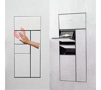 Portarrollos de Papel Higiénico Empotrado Gabinete para Bote De Basura con Empuje para Abrir con Almacenamiento, Dispensador De Papel Higiénico Que Ahorra Espacio, Nicho De Ducha 5 En 1(Gray)