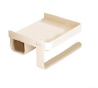 Portarrollos de papel higiénico impermeable con estante, organizador de baño, dispensador de pared de aleación de aluminio con tapa abatible para rollos jumbo estándar, gris (blanco B)