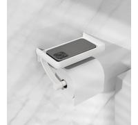 Portarrollos de papel higiénico inoxidable con curvado para estante | Instalación montada en la pared, no necesita taladrar, respaldo fuerte, suave para la superficie, moderna forma de L
