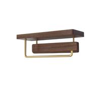 Portarrollos de Papel higiénico Portarrollos de Cocina Madera con Estante montado en la Pared Cocina/baño higiénico Papel De Baño(Black Walnut,28cm)