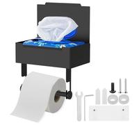 Portarrollos de papel higiénico sin taladrar con caja para toallitas húmedas, 2 métodos de montaje, negro mate, 3 en 1, multifunción, acero inoxidable, soporte autoadhesivo para pañuelos de baño