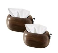 Portarrollos de Papel Soporte Ovalado de imitación Madera for Caja pañuelos, montado en la Pared, Vintage, con Resorte Incorporado Imprescindibles para el salón(2 Pack Walnut)