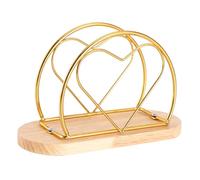 Portarrollos de papel vertical creativo - Servilletero metálico for hoteles, cafeterías y restaurantes - Dispensador de sobremesa con base de madera(Golden,15.5 * 6.5 * 10cm)