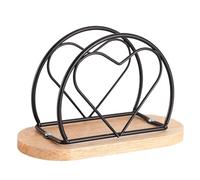 Portarrollos de papel vertical creativo - Servilletero metálico for hoteles, cafeterías y restaurantes - Dispensador de sobremesa con base de madera(Noir,15.5 * 6.5 * 10cm)
