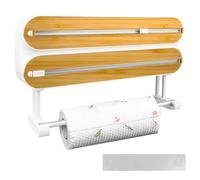 Portarrollos de pared para cocina, dispensador de papel de aluminio 3 en 1 con cúter, dispensador magnético de aluminio y conservador de alimentos, cortador con soporte para rollos de cocina, sin