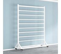 Portarrollos de tela, organizador móvil con barra ajustable para colgar para almacenamiento resistente de rollos de tela, manteles, películas de ventana y pantallas de papel tapiz