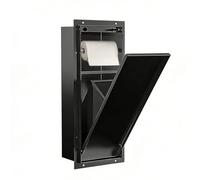 Portarrollos Empotrable Estante Empotrado en La Pared para La Ducha, Dispensador de Papel Higiénico de Acero Inoxidable, Almacenamiento Invisible para Rollos de Papel Higiénico(Black)