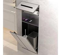 Portarrollos Empotrable Nicho de Pared Empotrado Alicatable para Ducha de Baño, Cubo de Basura Oculto de Acero Inoxidable 304 para Almacenamiento Sobre el Inodoro, Portaescobillas Empotrado Negro