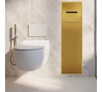 Portarrollos Empotrable Portaescobillas de Inodoro Empotrado en Acabado Dorado con Dispensador de Papel, Nicho Empotrado para Pared de Ducha (para Paneles de Yeso) / Organización del Hogar(Gold)