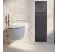 Portarrollos Empotrable Portaescobillas de Inodoro Empotrado en Acabado Dorado con Dispensador de Papel, Nicho Empotrado para Pared de Ducha (para Paneles de Yeso) / Organización del Hogar(Gray)