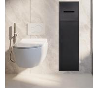 Portarrollos Empotrable Portaescobillas de Inodoro Empotrado en Acabado Dorado con Dispensador de Papel, Nicho Empotrado para Pared de Ducha (para Paneles de Yeso) / Organización del Hogar(Black)