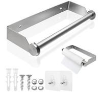 Portarrollos Papel Cocina en Acero Inoxidable 28CM, Soporte para Toallas de Papel, Autoadhesivo sin Taladrar, para Guardar Papel Higiénico y Toallasde y Envoltura de plástico