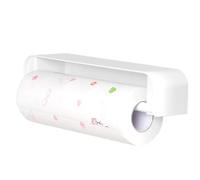 Portarrollos Papel Cocina Magnético Blanco, Soporte para Toallas de Papel, Porta Rollo de Pared Sin Taladro, Dispensador De Papel De Cocina Autoadhesivo para Refrigerador Baño Armarios Gabinete