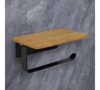 Portarrollos Papel Higienico Baño Adhesivo Negro con Estante De Bambú Sin Taladro Porta Rollos De Papel Higienico 2 en 1 Portarollos Papel Higienico con Taladro Soporte Papel Higienico