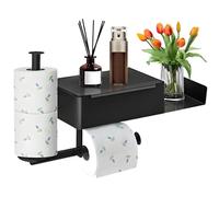 Portarrollos Papel Higienico con Caja de Pañuelos, Porta Rollos de Papel Higienico Sin Taladro, Soporte Papel Higienico, para Baño Lavabo Cocina