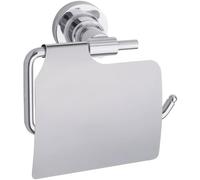 Portarrollos para papel higiénico con tapa tesa Luup, metal cromado, autoadhesivo, tecnología adhesiva de montaje, 135 x 140 x 75 mm