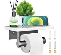 Portarrollos para Papel Higiénico Portarrollos Baño Accesorios sin Perforación, Porta Rollos de Papel higienico Aluminio Estante de mármol, Acabado Mate Gris (White-Black)