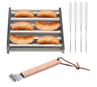 Portarrollos para salchichas - Portarrollos para salchichas, para parrillas para Hot Dog | Rejilla para Hot Dog para barbacoa con diseño de 6 varillas, calentador de alimentos de acero inoxidable para